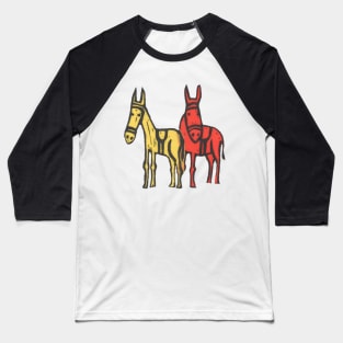 Donkeys, two summer beach donkeys, classic British Seaside Fun! Baseball T-Shirt